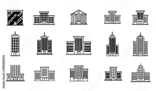 SEO Title 2
Thin line office building icons collection showing multiple architecture styles vector illustration