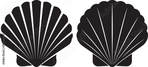 Scallop shell icons, symbolizing the sea, ocean, beach, nature, and summer vacations for decorative and travel themes