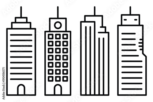 City Buildings Skyscrapers Urban Landscape Vector Illustration