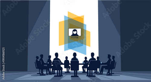 Hybrid Meeting Team Collaboration in Dark Conference Room