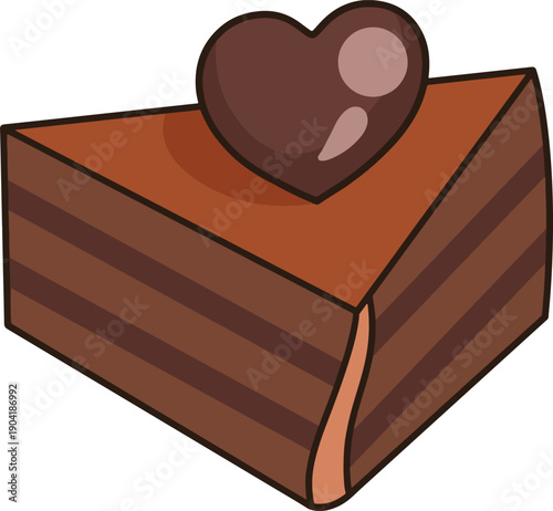 Cute chocolate cake slice with a heart