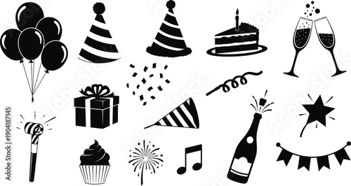 Party icons and celebration elements