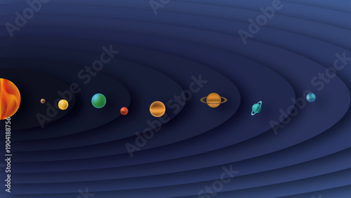 planets in solar system, Milky Way galaxy. for wallpaper, background, banner, presentation, print, poster and vector template,