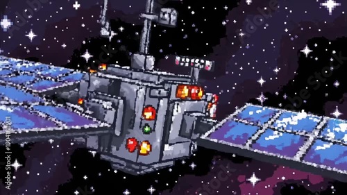 Wallpaper Mural Futuristic Spacecraft with Solar Panels in Outer Space. Torontodigital.ca