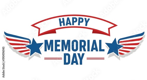 Memorial day greeting with patriotic wings and stars