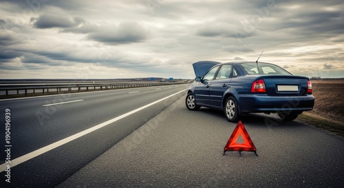 Broken Down Car on the Side of the Road.