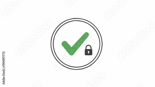 Photography Green Checkmark and Lock Icon Secure.