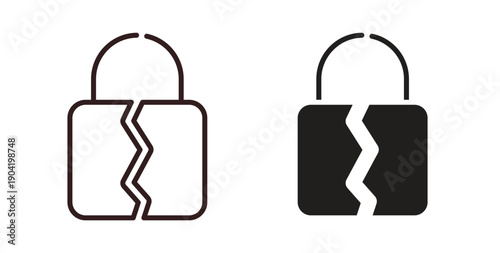 Broken lock icon vector Illustration logo template pack