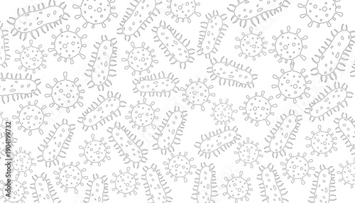 Bacteria and Virus Seamless Pattern Set. Microbe Medical Background Collection. Microorganism Vector Illustration