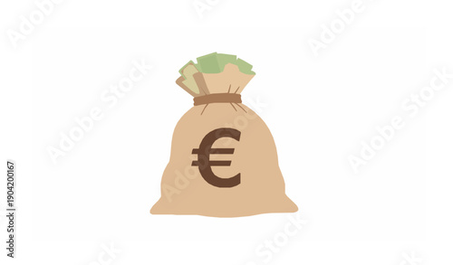 Euro currency money sack cartoon vector isolated business finance wealth banking investment illustration