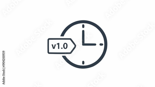 Fotografía Clock Icon with Version Label.