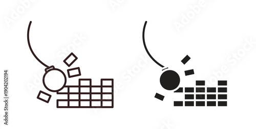 Demolition icon vector Illustration logo template pack