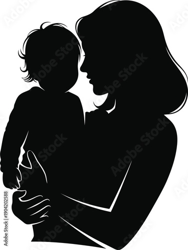A mother holding her child close in a tender moment from a side viewpoint