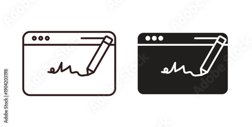 Electronic signature icon vector Illustration logo template pack