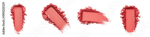 Slika na platnu Set of Coral Pink Eyeshadow Swatches, Soft Pastel Powder Smudges and Cosmetic Te