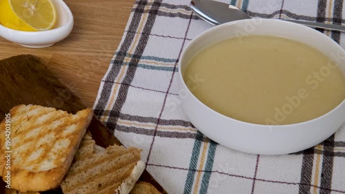 light vegetable vegan vegetarian soup in a bowl, perfect for ramadan iftar