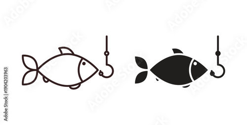 Fishing icon vector Illustration logo template pack