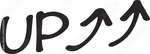 手描きのUPと矢印の文字のイラスト