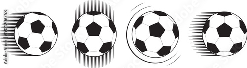 Soccer balls with motion blur and blur effect illustrations