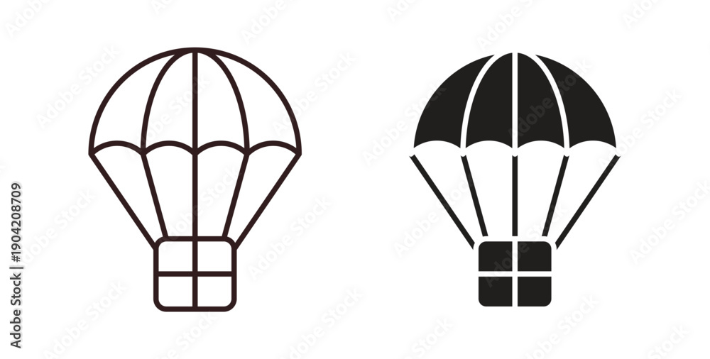 Naklejka premium Parachute icon vector Illustration logo template pack