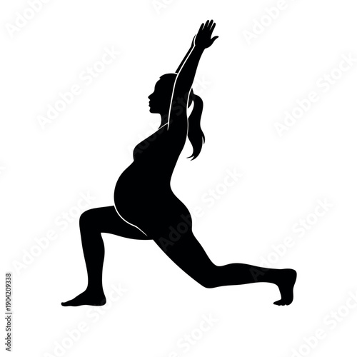 A pregnant woman practices yoga in a serene and peaceful environment.