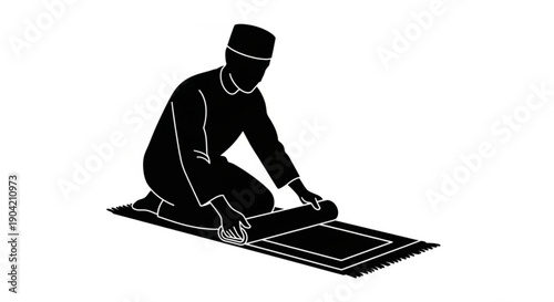 Man kneeling on prayer mat in a moment of devotion and spiritual reflection