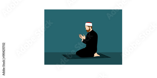 Man in prayer on a mat in a peaceful, spiritual moment