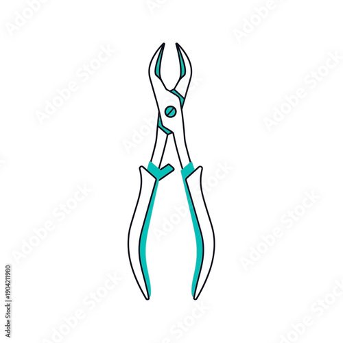 Dental plier tool, isolated on white background, illustration