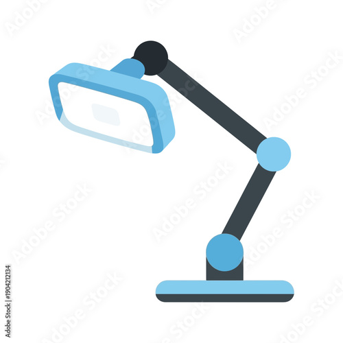 Modern adjustable desk lamp with bright light, isolated on white.