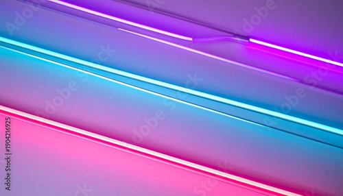 Abstract Neon Light Stripes in Pink Purple and Blue.