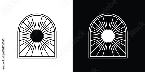 Geometric Sun Rays Archway Icon A Minimalist Vector Design for Branding and Digital Art