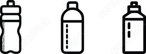 Water Bottle Line Icon Set