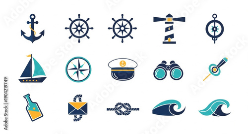 Nautical Icons Collection for Marine Theme.