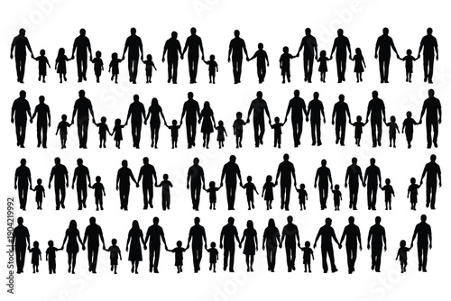 Collection of diverse human silhouettes with various postures