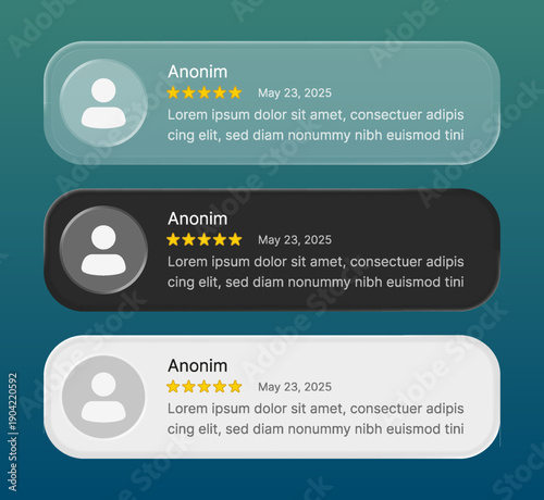 Product Review Ratings Card UI Design with liquid glass style