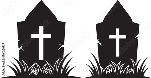 Graveyard Tombstones: Spooky Halloween Symbols of Death and Remembrance, Silhouette