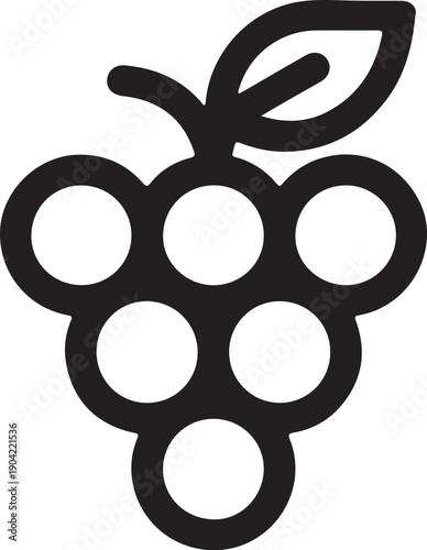 Minimalist black line grape bunch icon