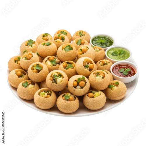 Delicious panipuri served with tasty dipping sauces
