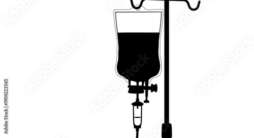 Medical IV drip illustration on a white background showcasing healthcare and medical equipment
