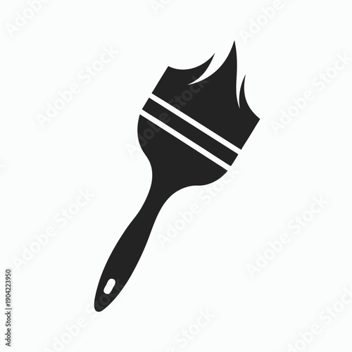 A black and white icon of a paintbrush