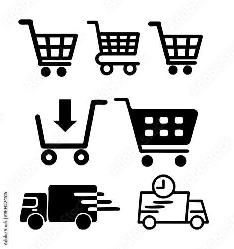 Shopping Basket Delivery icon Collection 쇼핑 장바구니 택배 배송 아이콘 모음
