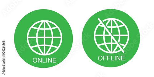 Internet connection status icon set. Online and Offline Internet Connection Icon set. showing online, offline, no signal, and connected network states