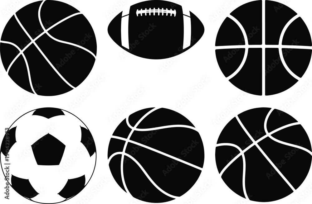 Obraz premium Assortment of sports balls including basketball, soccer, football