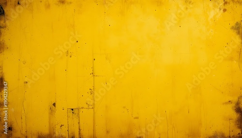 Grungy yellow background with distressed texture, scratches, and worn vintage effect