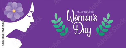 International Women’s Day 8 March Horizontal Banner Vector Template with Floral Design, Women Empowerment Concept, Social Media Cover, Website Header, Advertising