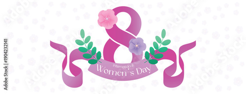 8 March International Women’s Day Social Media Cover and Web Banner Vector Template with Floral Background, Women Silhouette Illustration, Empowerment Theme for Marketing Advertising Header Design