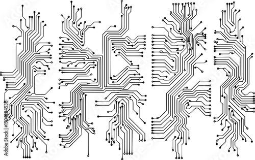 Printed Circuit Board Silhouette Vector Design Elements Set
