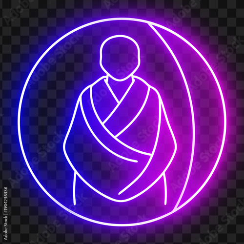 Neon Pregnant Woman Icon, Maternity Symbol, Expecting Mother Illustration