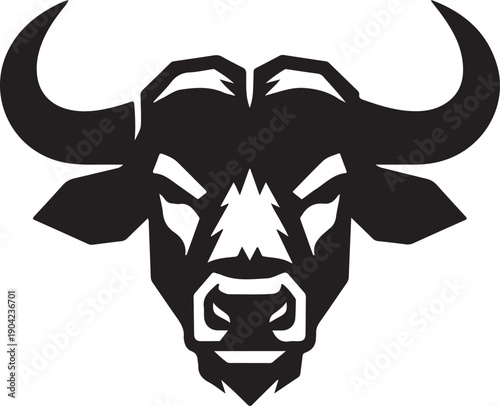 Geometric Cape Buffalo Head Mascot Logo