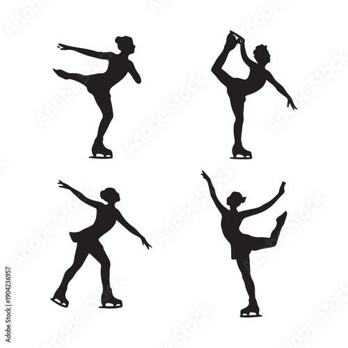 beautiful girl ice skating silhouettes